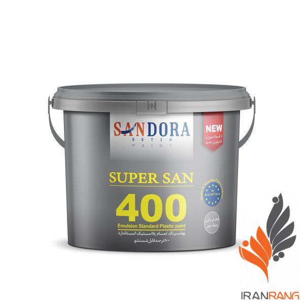 رنگ تمام پلاستیک ساندورا کد 400 دبه - ایران رنگ - سوپر سان استاندارد کد 400 ساندورا (چاپ طوسي) 5 کیلویی