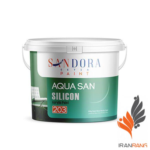 رنگ اکریلیک سفید نیمه براق آکواسان ساندورا کد 203 دبه - ایران رنگ