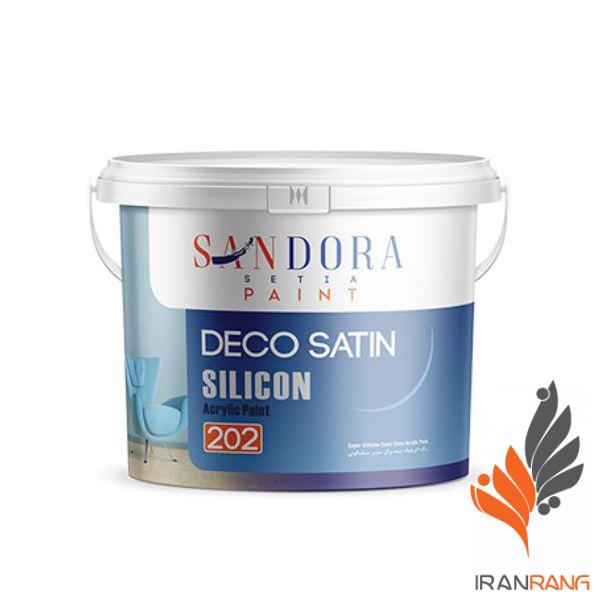 رنگ آکریلیک نیمه براق سیلیکونی دکوساتین ساندورا کد 202 دبه - ایران رنگ