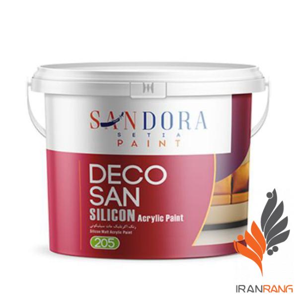 خرید عمده رنگ اکریلیک مات سوپر سیلیکونی دکوسان ساندورا کد 205 حلب - ایران رنگ